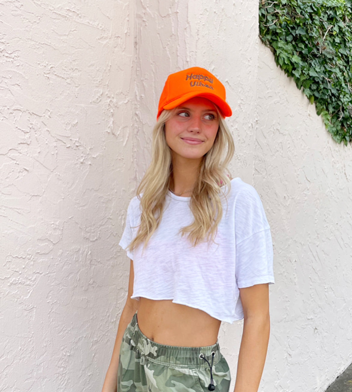 HAPPY VIBES Trucker Hat (SEE- Multiple Color Variations- look through Photos and choose your color)