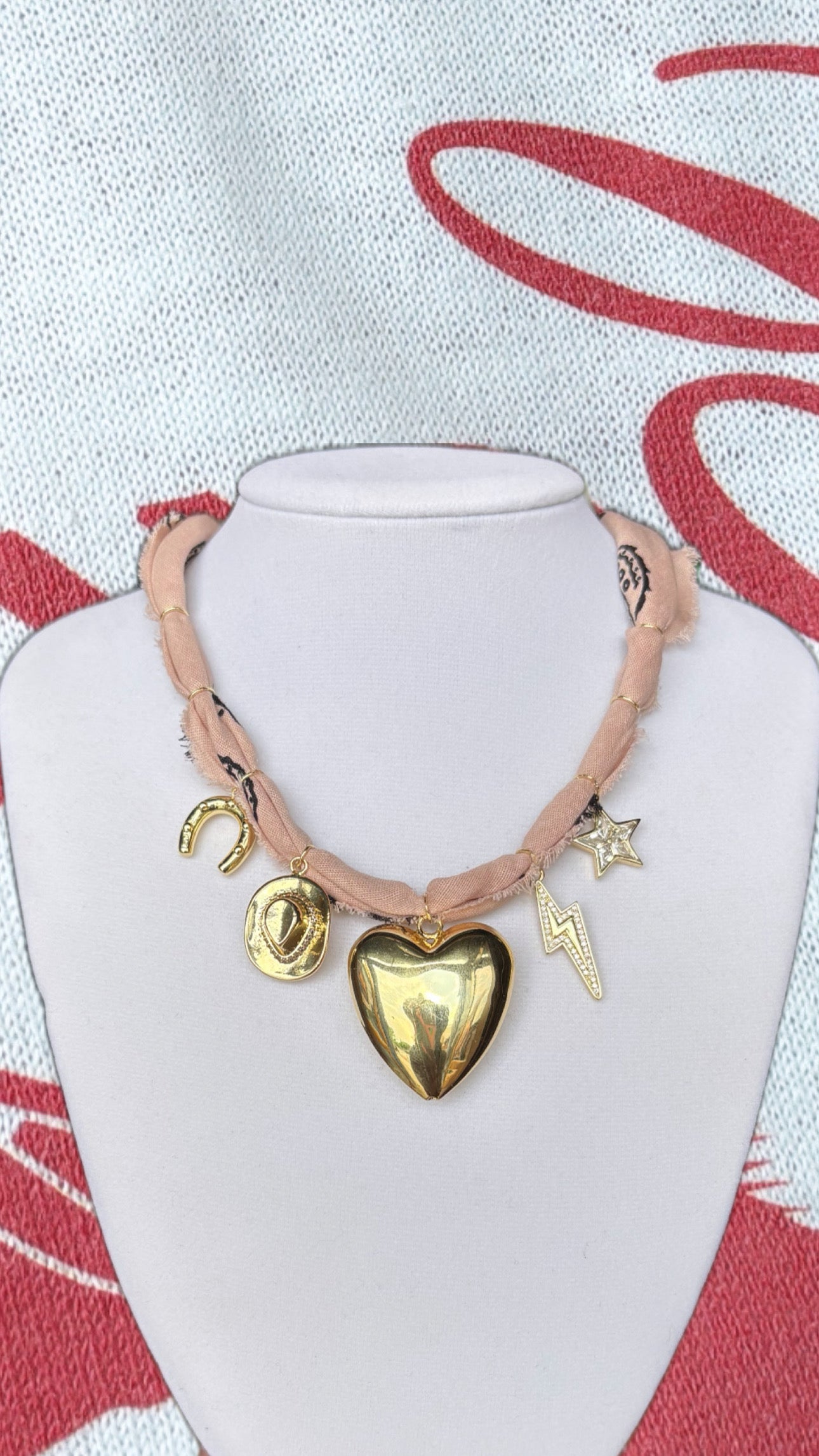 Bandana Charm Necklace (hand dyed) (50% OFF) DISCOUNT Code BLACKFRIDAY