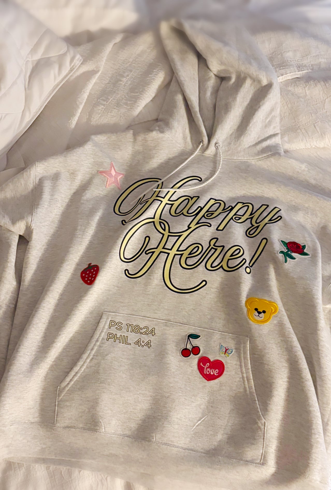 Custom Patch HAPPY HERE! Hoodie