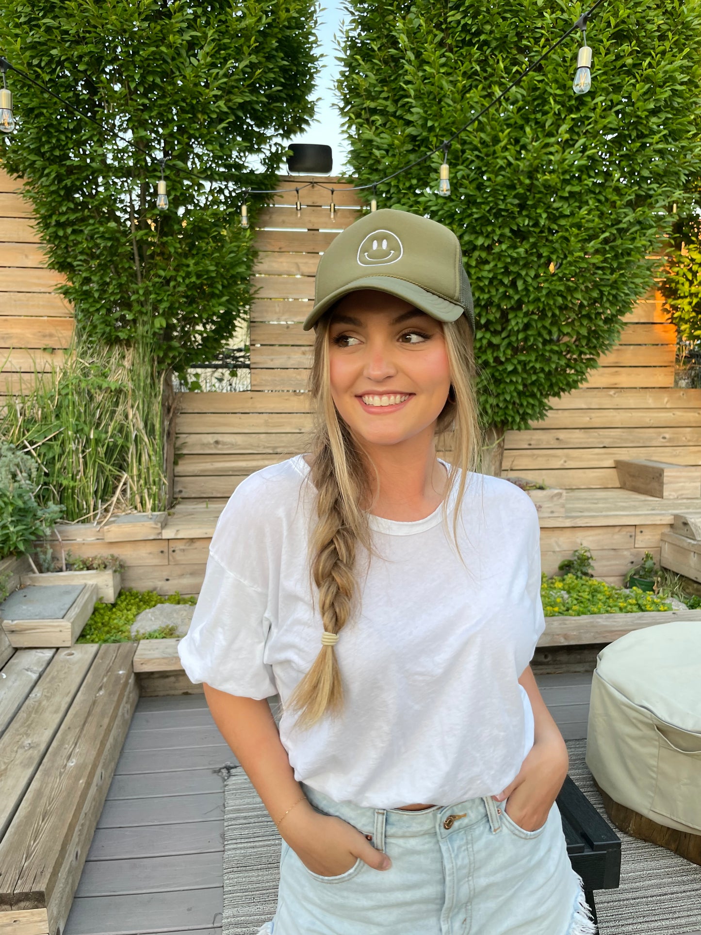 Smiley Face HAPPY Trucker Hat (Multiple Color Variations)