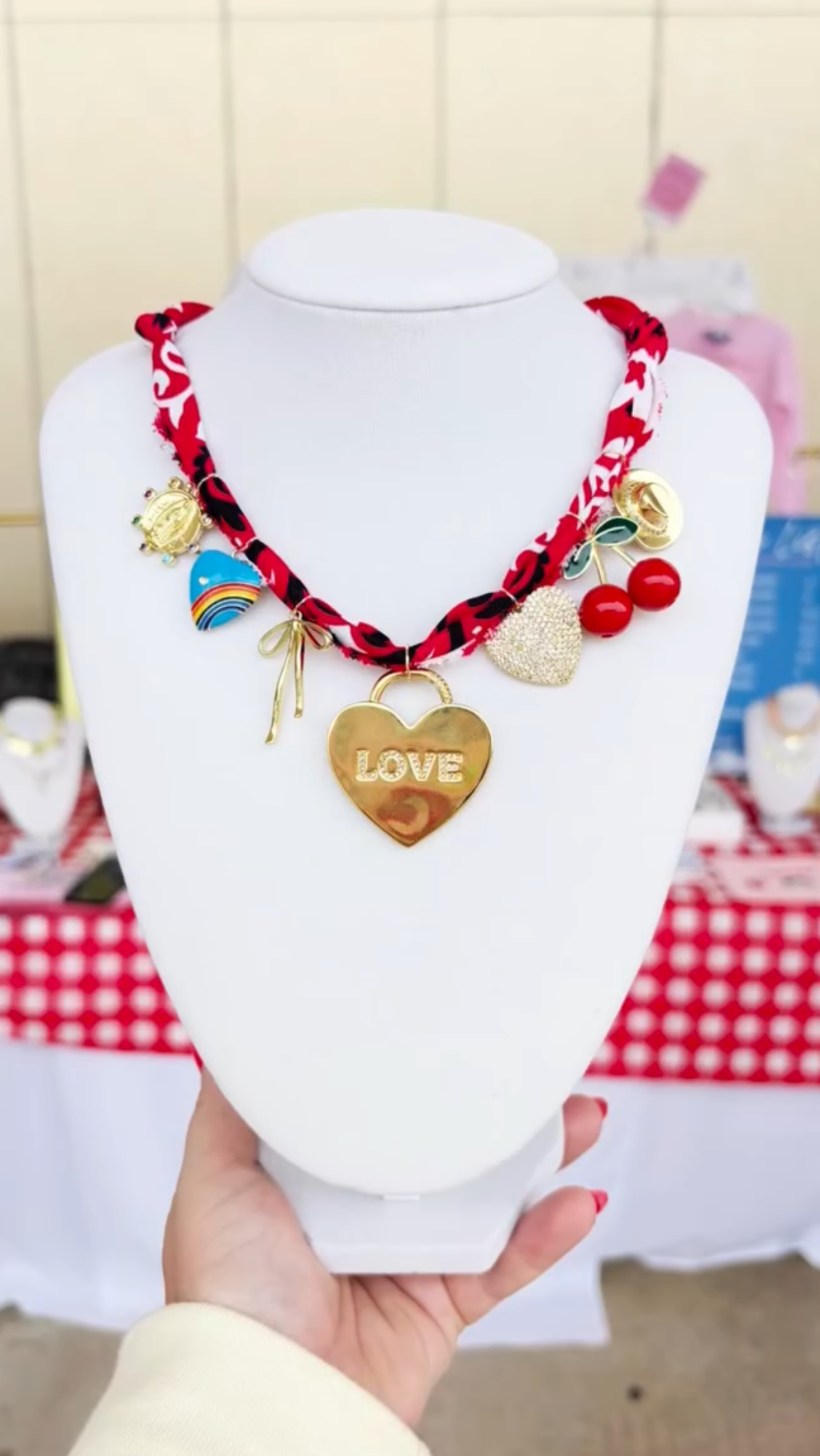 Bandana Charm Necklace (hand dyed)