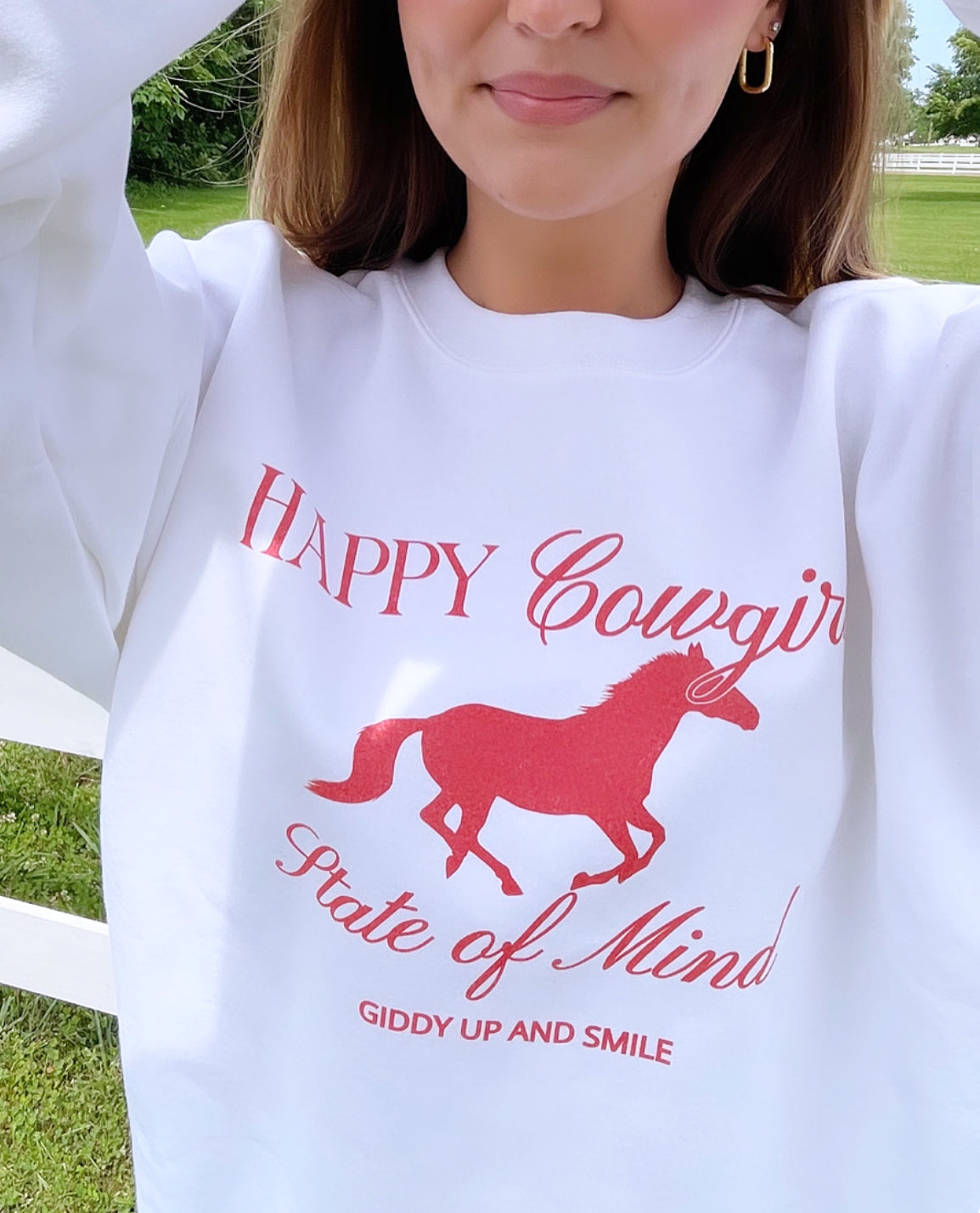 HAPPY COWGIRL Crew Sweatshirt (50% OFF) DISCOUNT Code BLACKFRIDAY