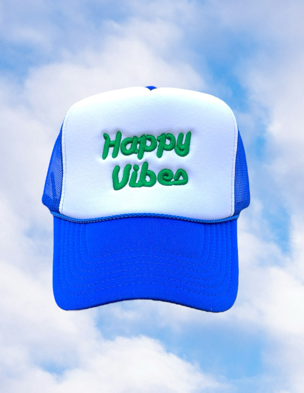 HAPPY VIBES Trucker Hat (SEE- Multiple Color Variations- look through Photos and choose your color)