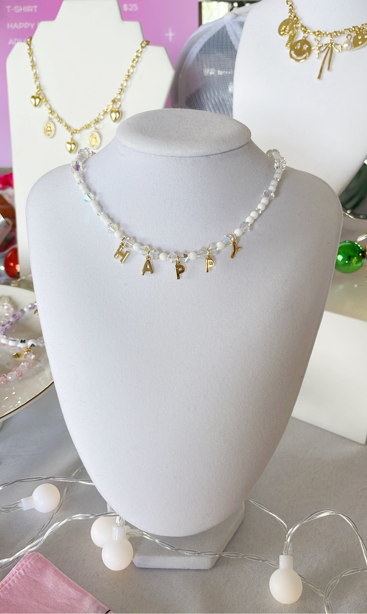 HAPPY LETTER CHARM NECKLACE