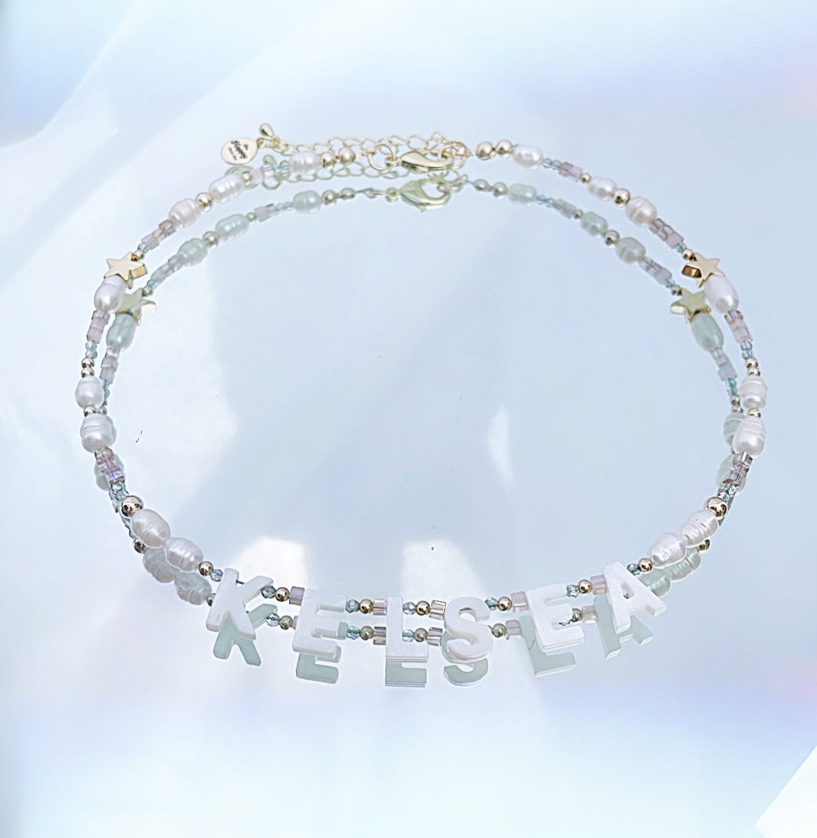 Personalized Mother of Pearl Say My Name Necklace