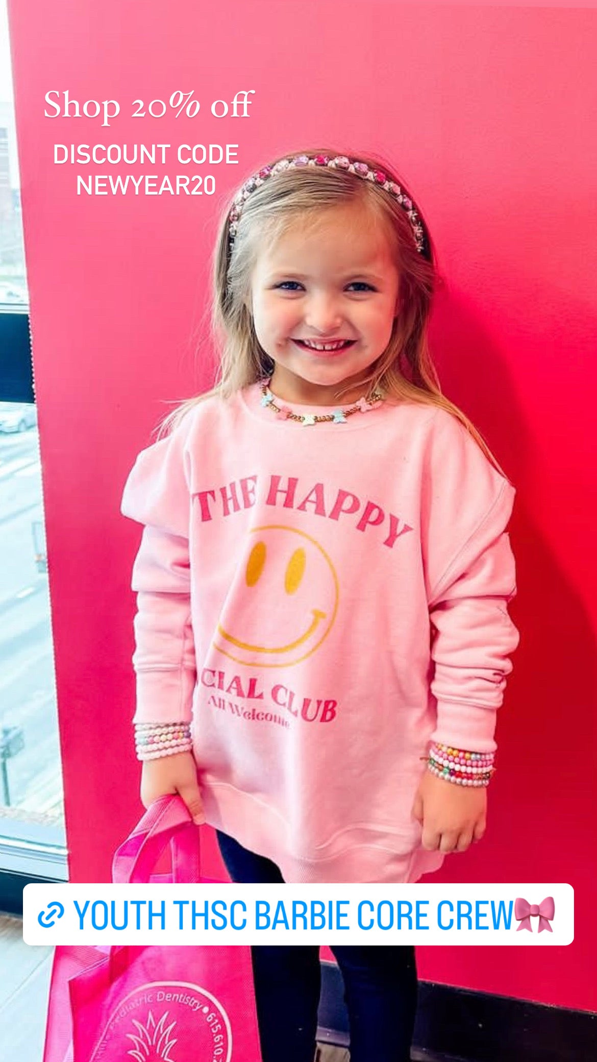 Youth THSC Barbie Core Pink Crew Sweatshirt 💕