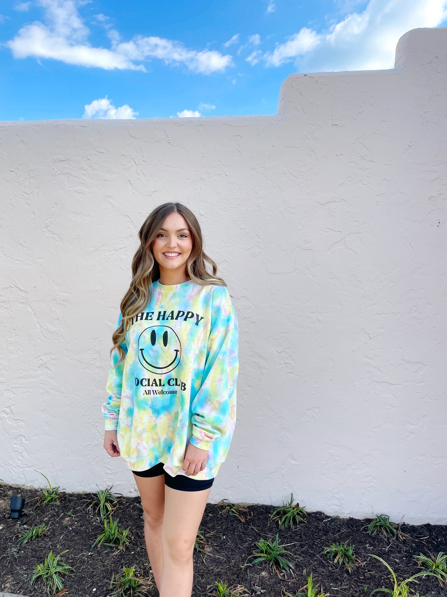 Summer Tie-Dye HAPPY SOCIAL CLUB Crew Sweatshirt