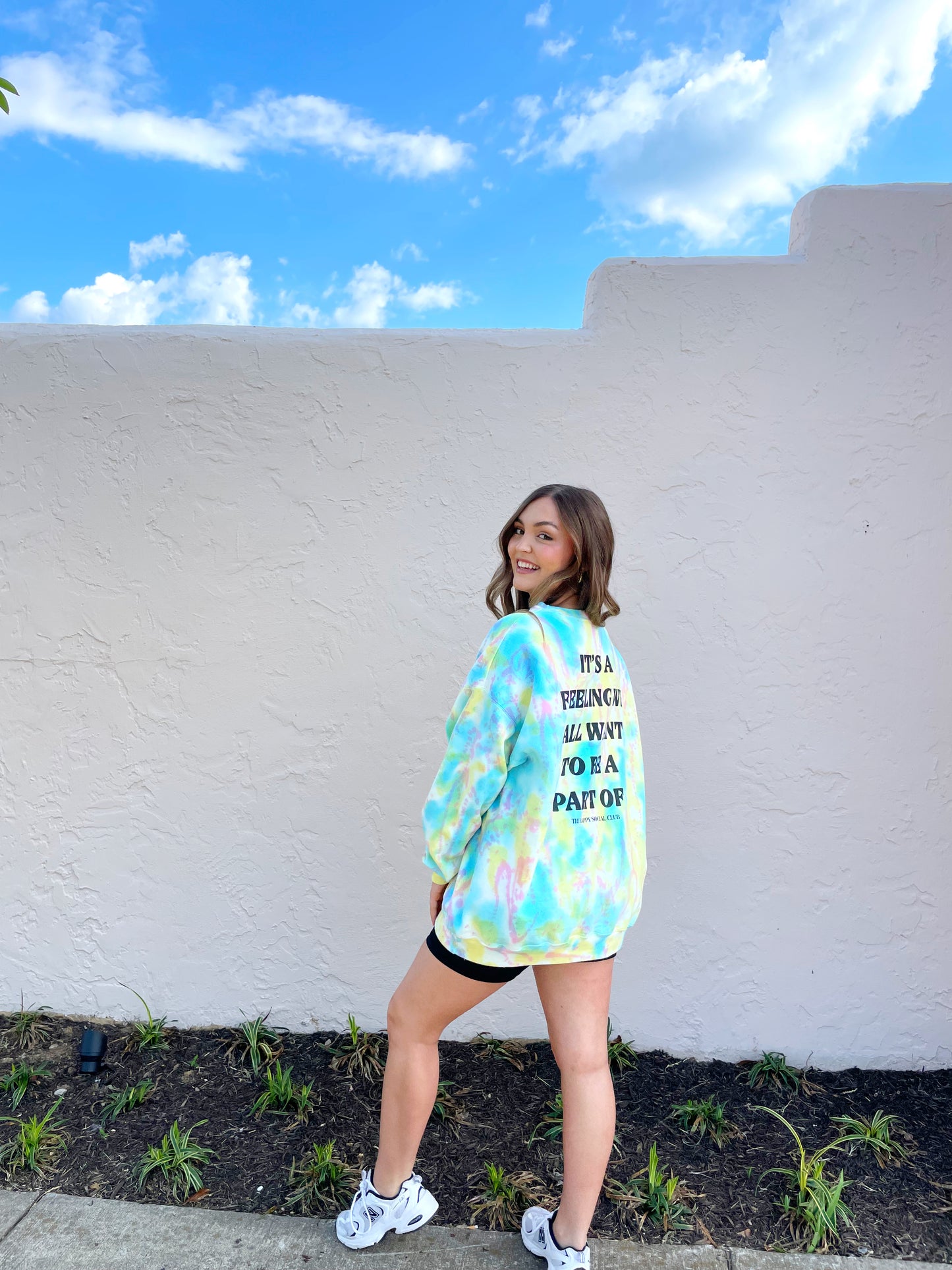 Summer Tie-Dye HAPPY SOCIAL CLUB Crew Sweatshirt