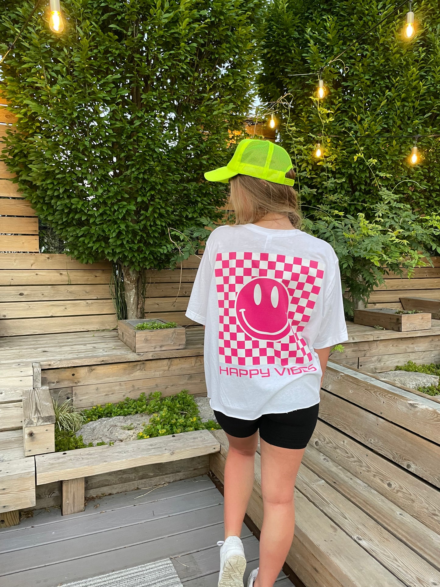 70% OFF SALE TAKEN OFF AT CHECKOUT!
Checkerboard HAPPY VIBES T-Shirt