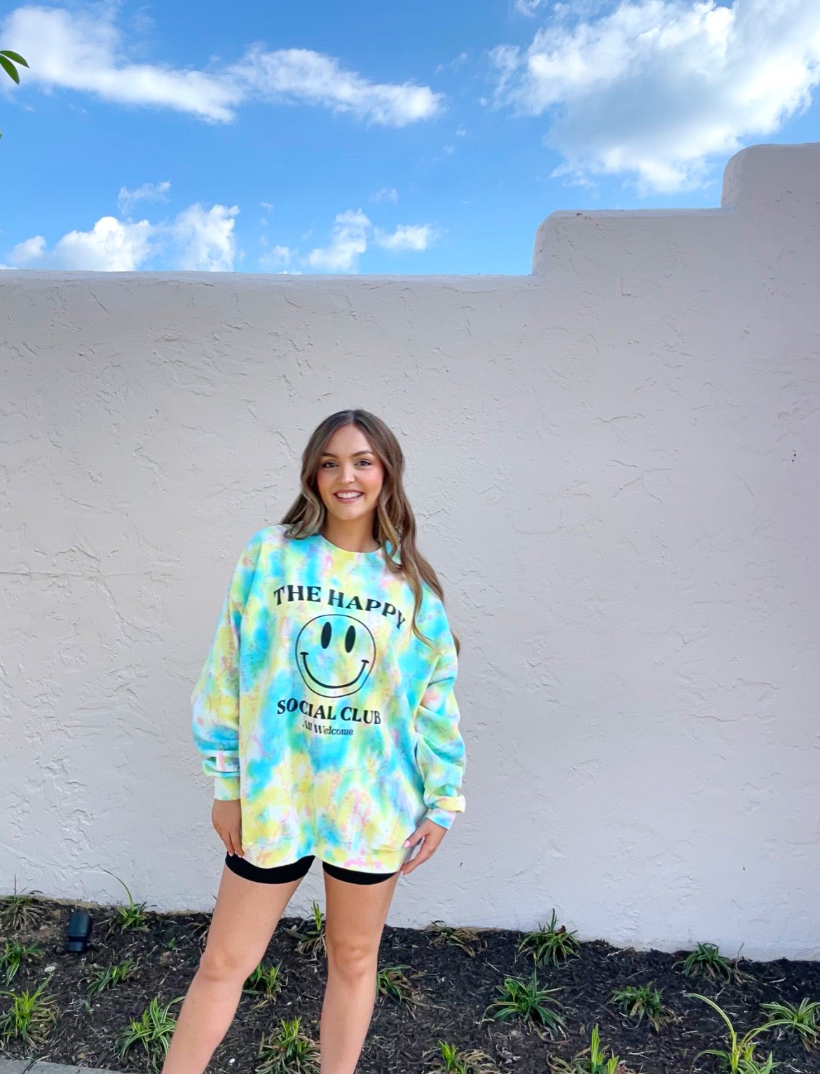 Summer Tie-Dye HAPPY SOCIAL CLUB Crew Sweatshirt
