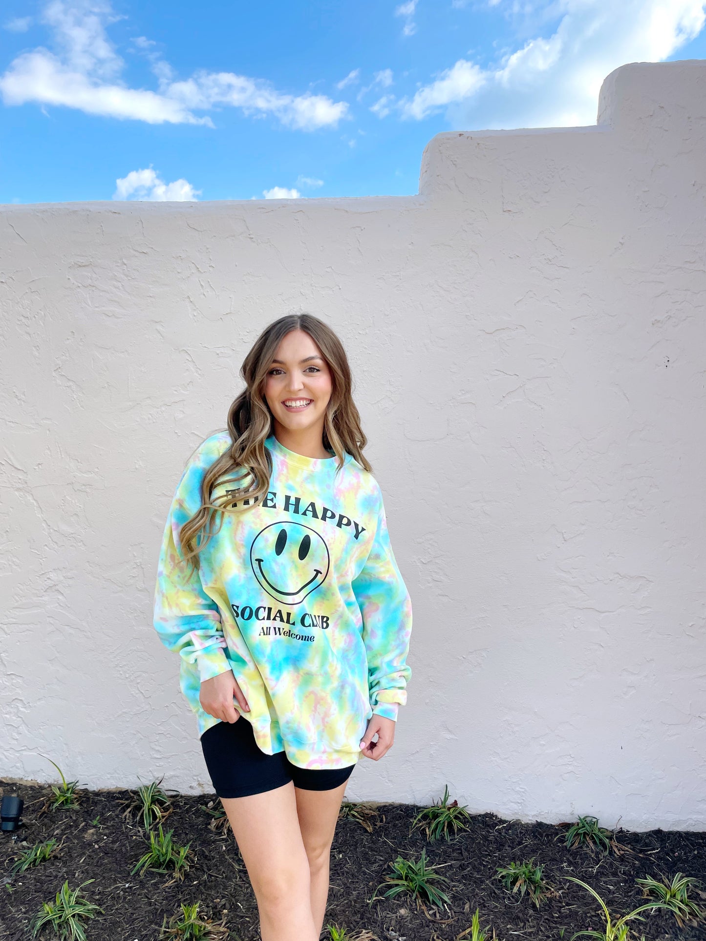 Summer Tie-Dye HAPPY SOCIAL CLUB Crew Sweatshirt