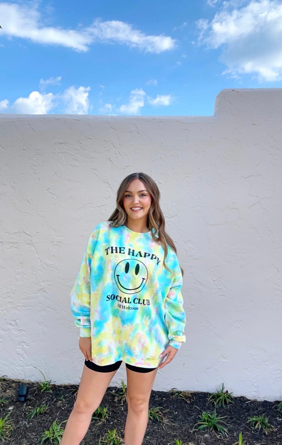 Summer Tie-Dye HAPPY SOCIAL CLUB Crew Sweatshirt