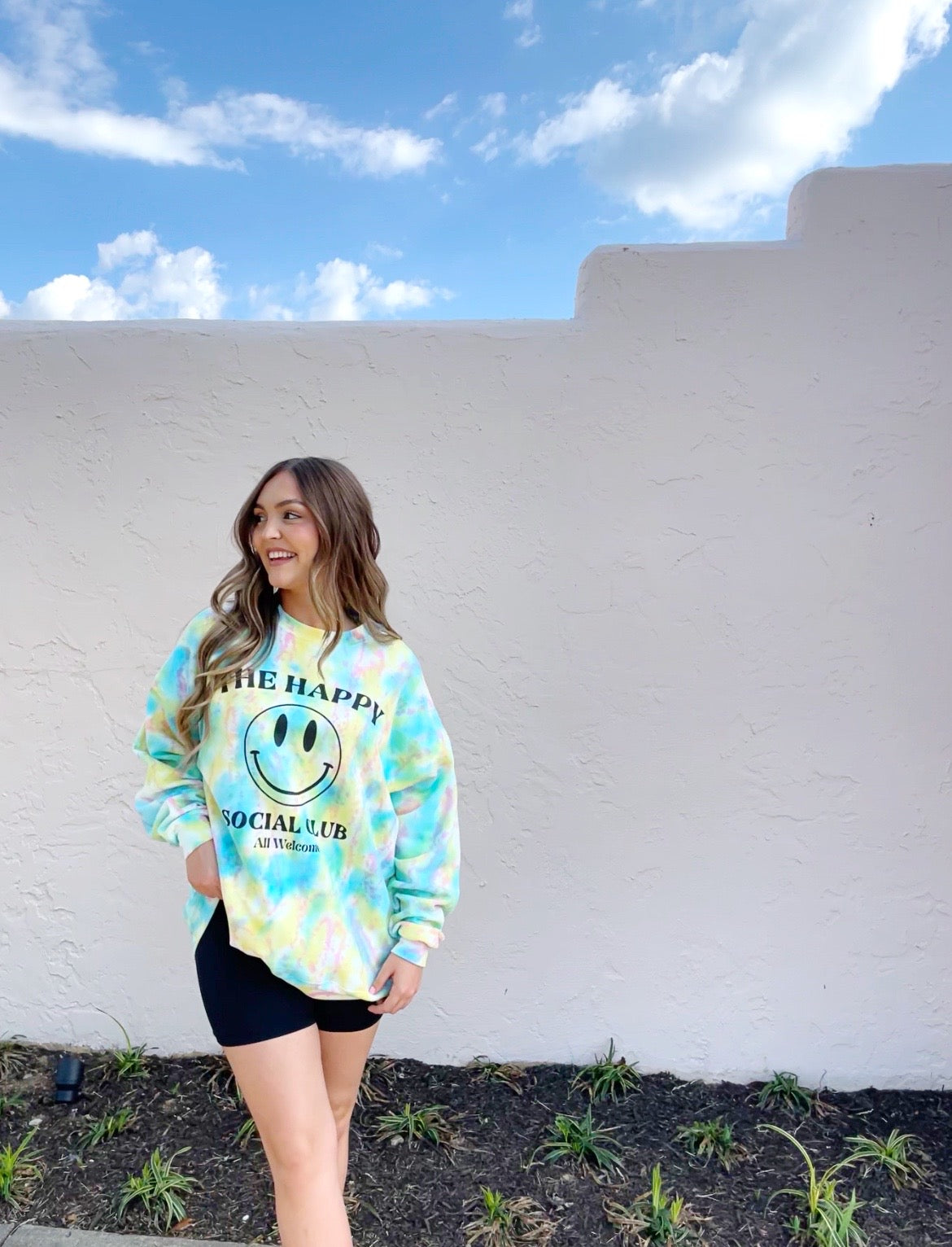 Summer Tie-Dye HAPPY SOCIAL CLUB Crew Sweatshirt