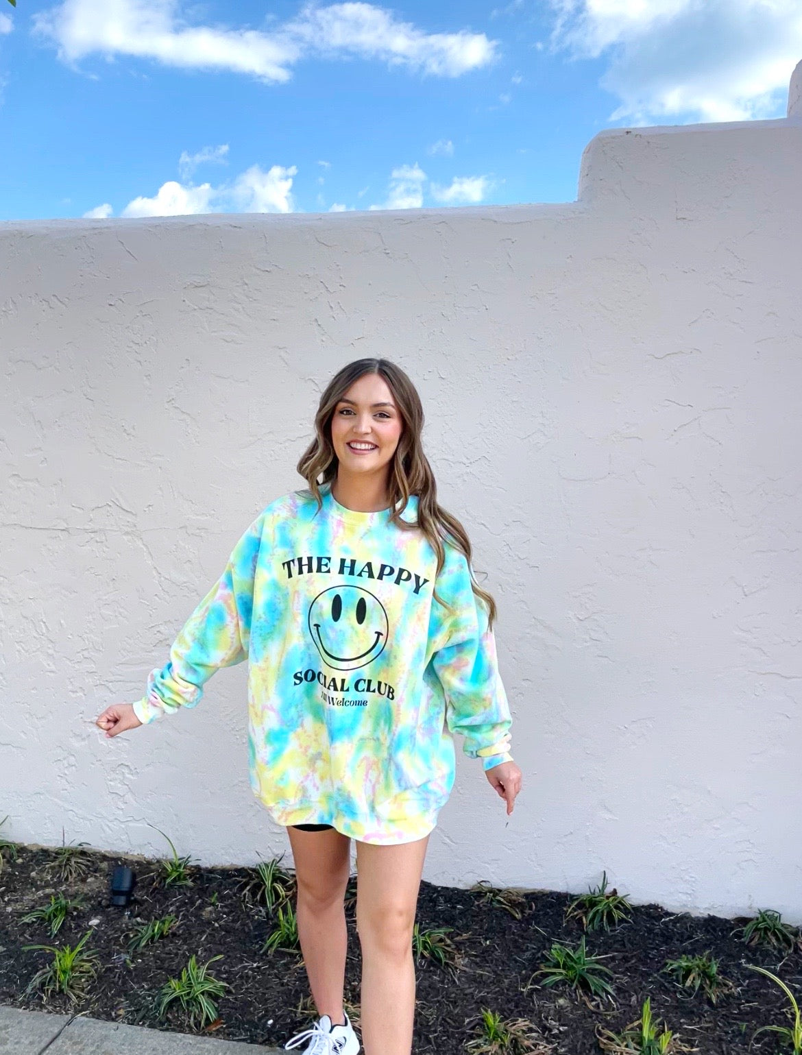 Summer Tie-Dye HAPPY SOCIAL CLUB Crew Sweatshirt