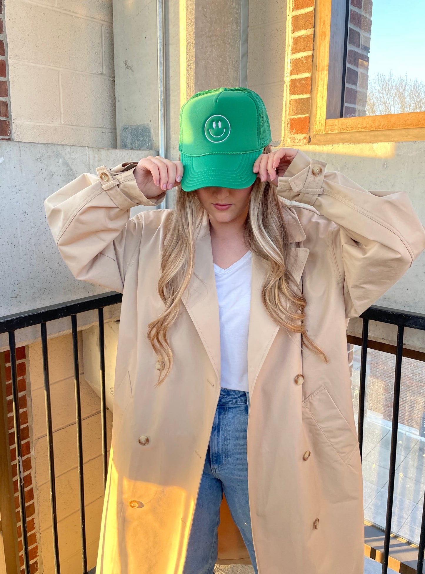 Smiley Face HAPPY Trucker Hat (Multiple Color Variations)