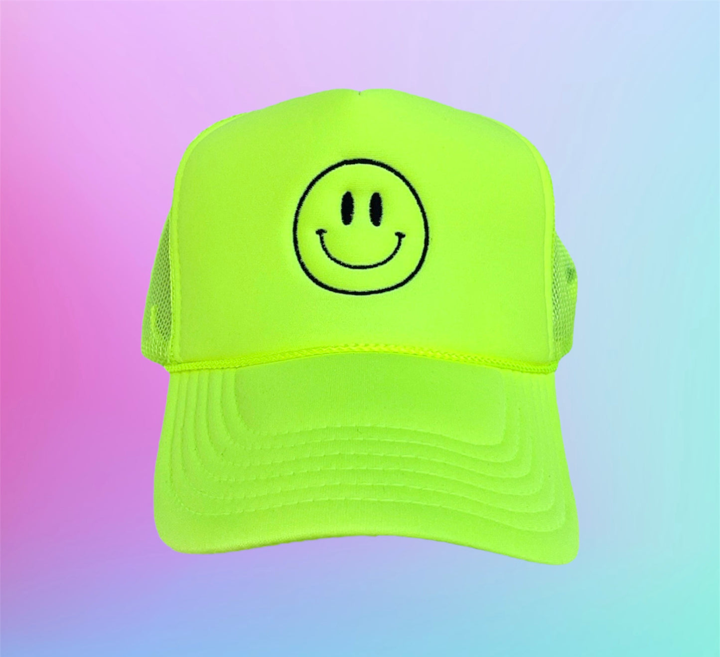 Smiley Face HAPPY Trucker Hat (Multiple Color Variations)