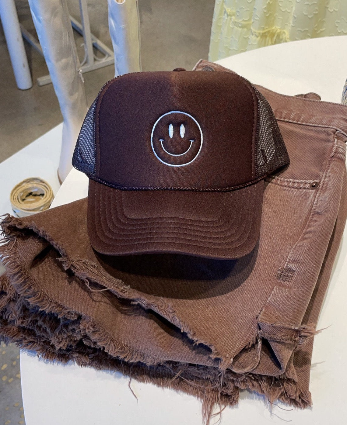 Smiley Face HAPPY Trucker Hat (Multiple Color Variations)