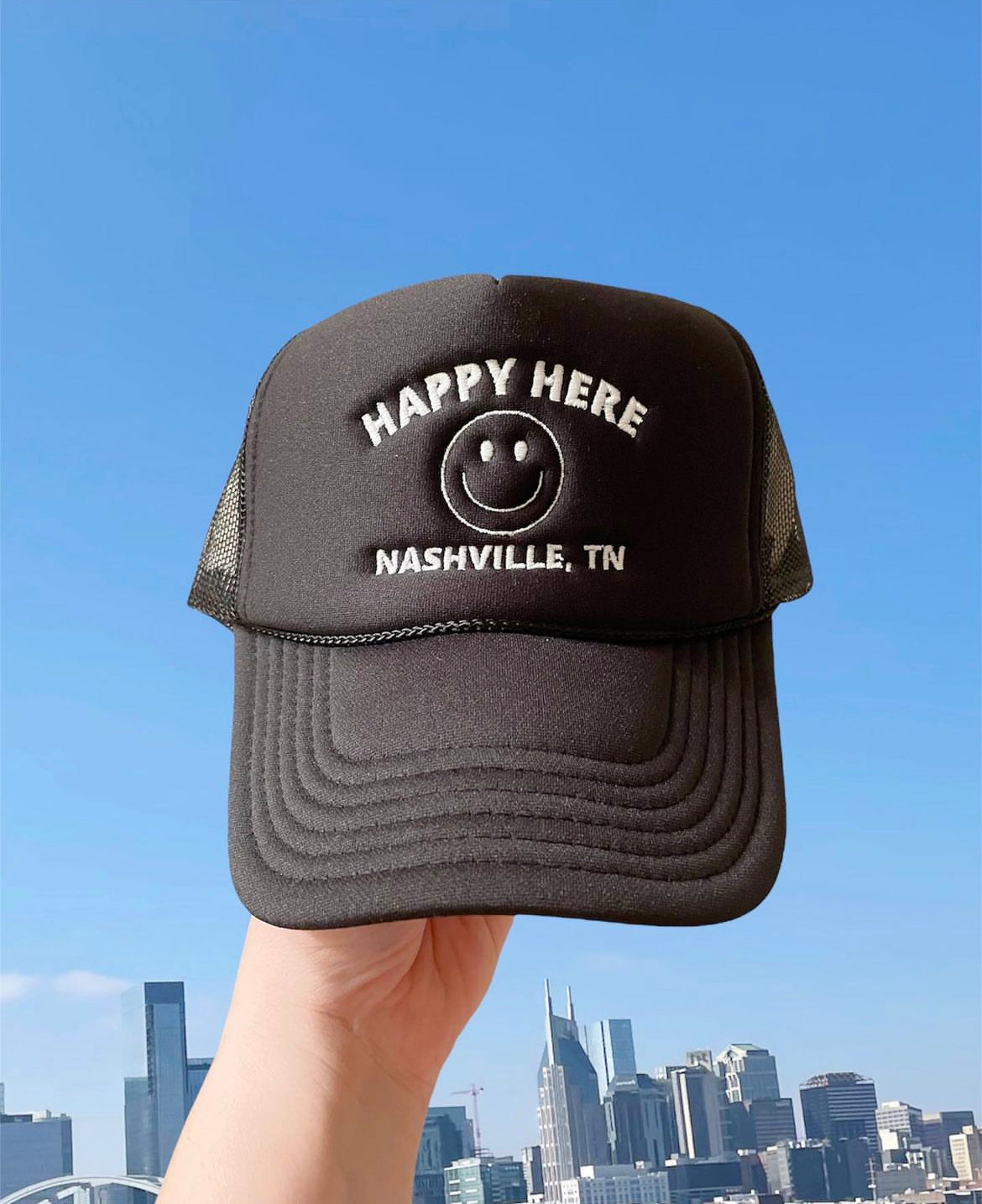 HAPPY HERE Nashville Trucker Hat (Various Color Options)