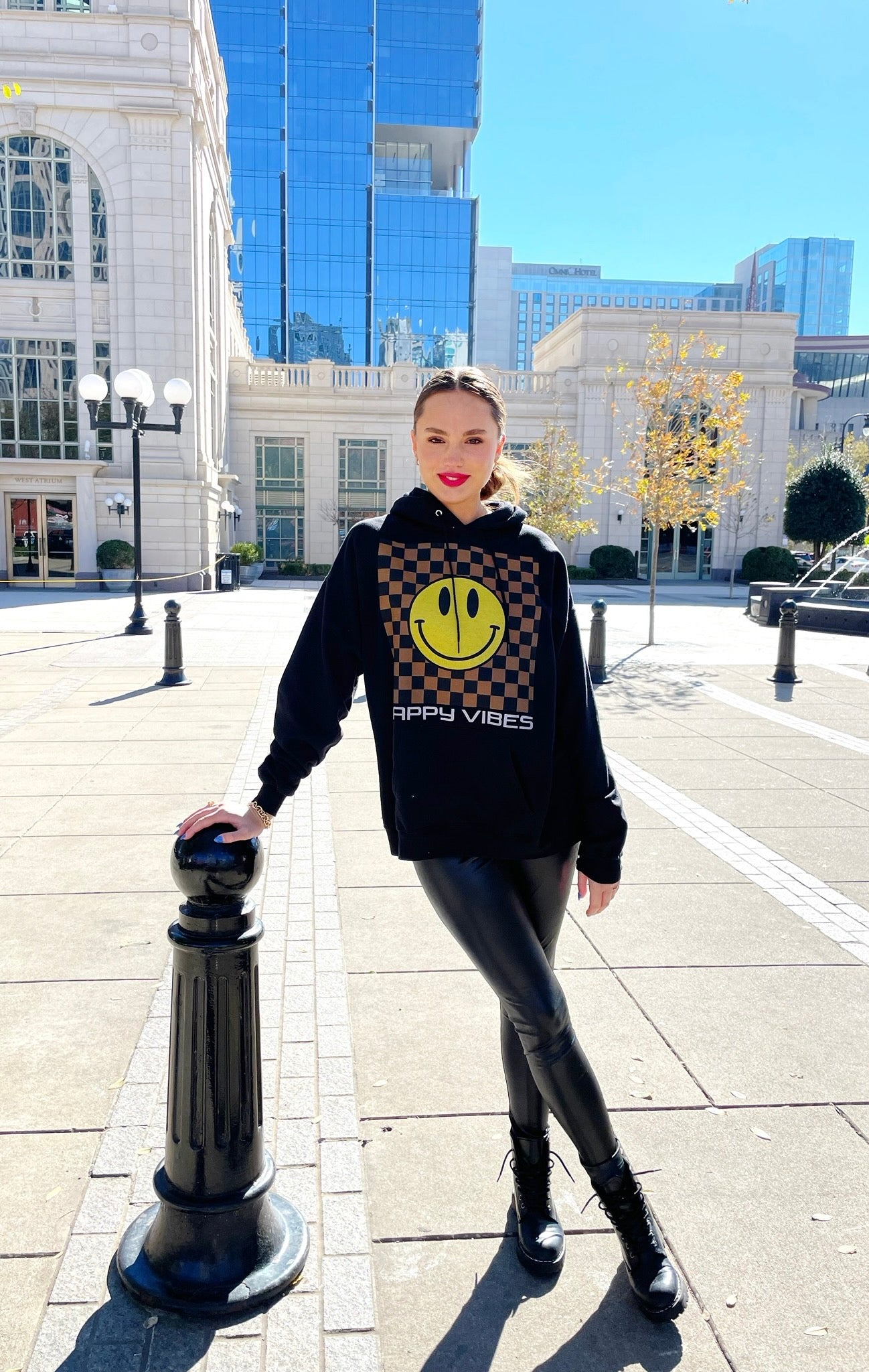60% OFF SALE TAKEN OFF AT CHECKOUT!
Checker Board HAPPY Hoodie