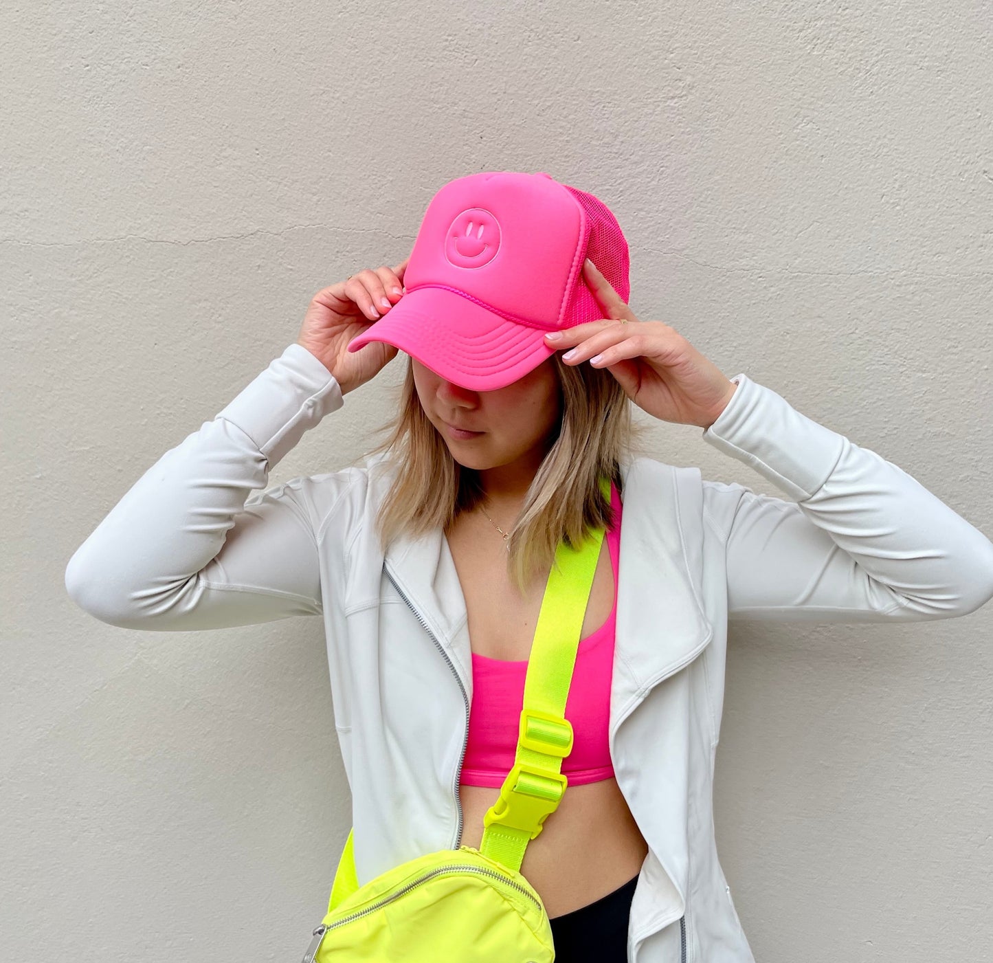 Smiley Face HAPPY Trucker Hat (Multiple Color Variations)