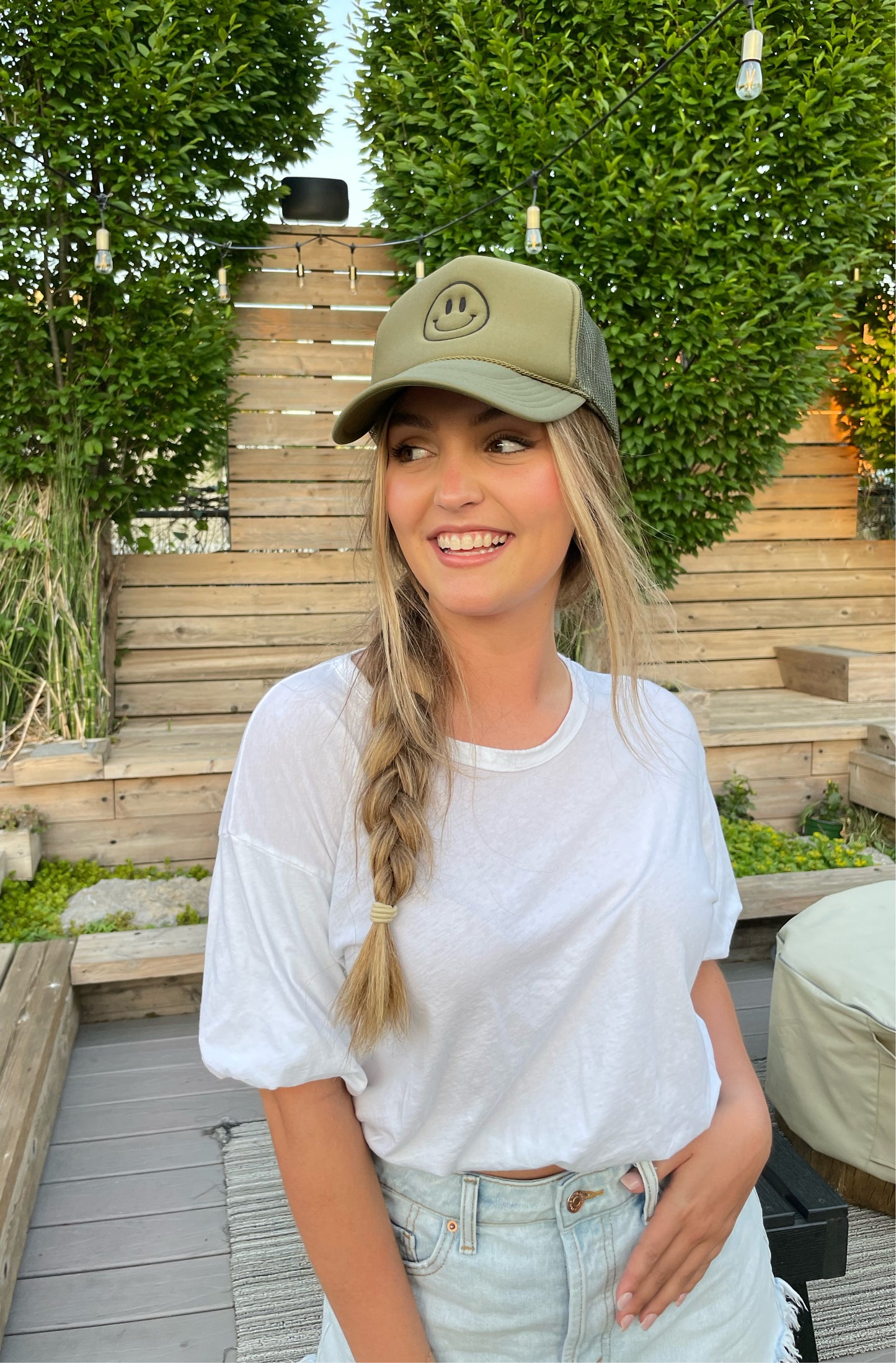 Smiley Face HAPPY Trucker Hat (Multiple Color Variations)