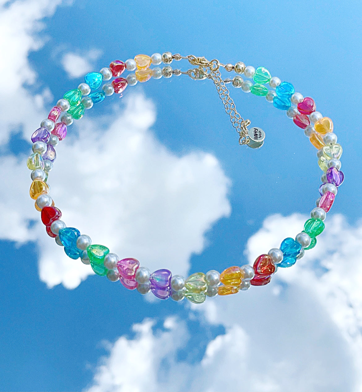 RAINBOW HEART PEARL NECKLACE