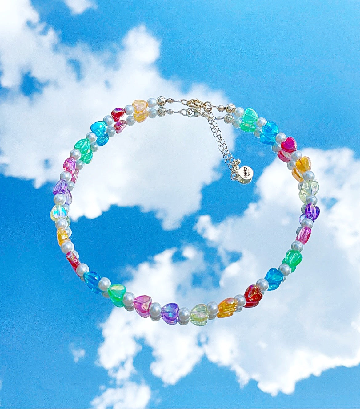 RAINBOW HEART PEARL NECKLACE