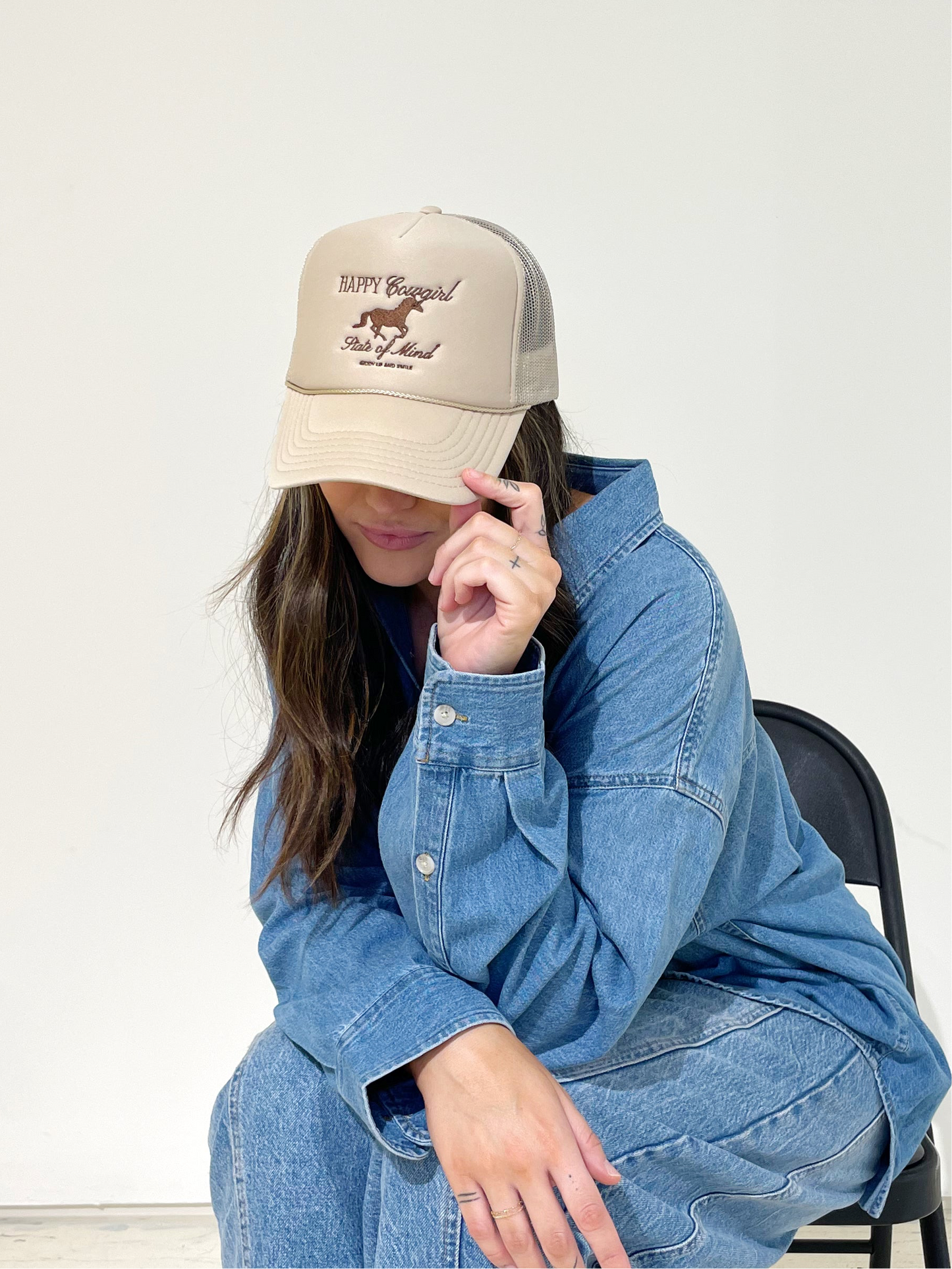 50% OFF SALE TAKEN OFF AT CHECKOUT! 
HAPPY COWGIRL Trucker Hat