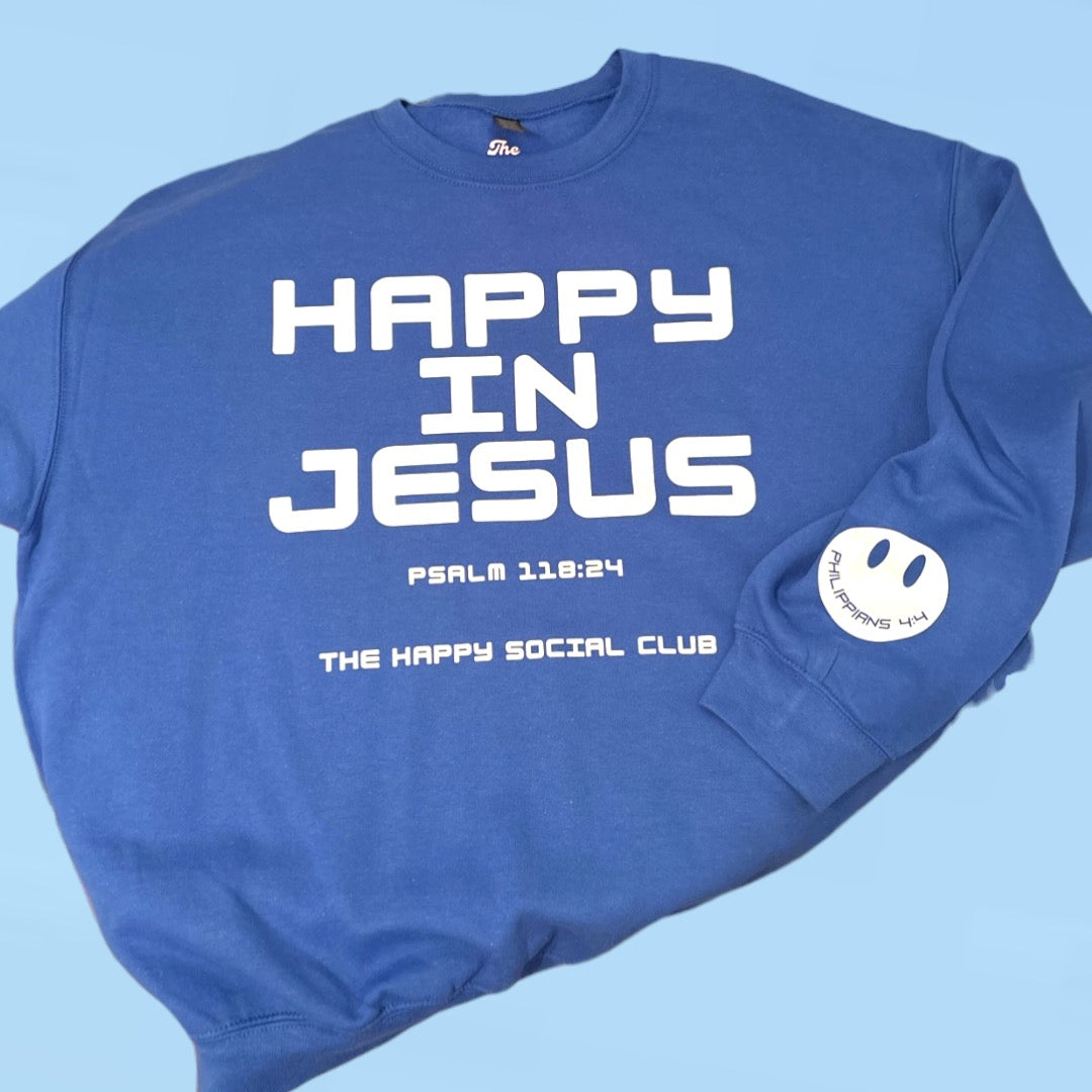HAPPY IN JESUS Crew Sweatshirt 20% OFF discount Code SPRING20