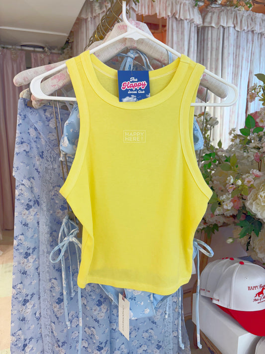 HAPPY HERE! Hand Dyed Yellow Tank Top!💛