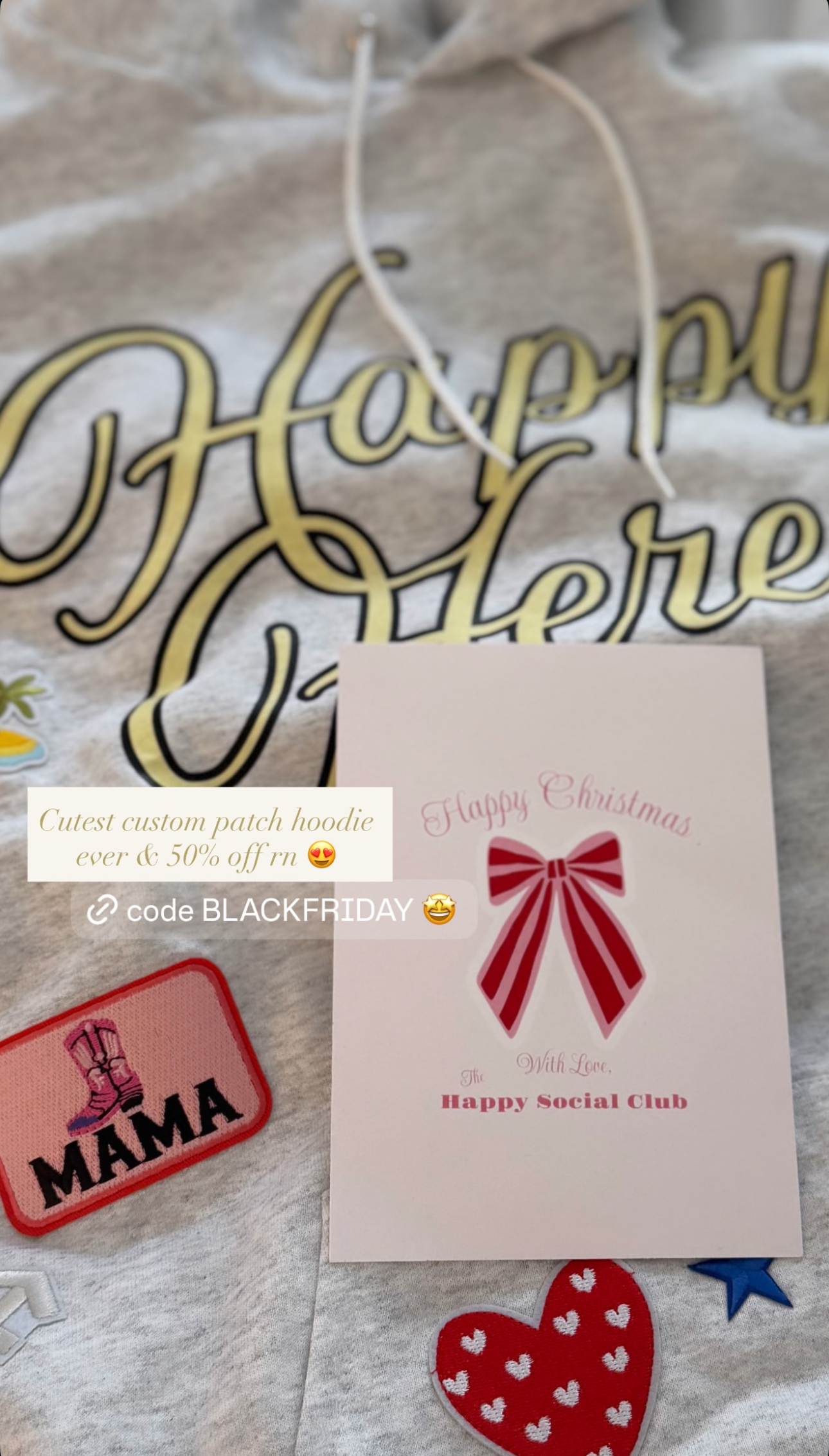 Custom Patch HAPPY HERE! Hoodie (50% OFF) with Discount Code HAPPYNY