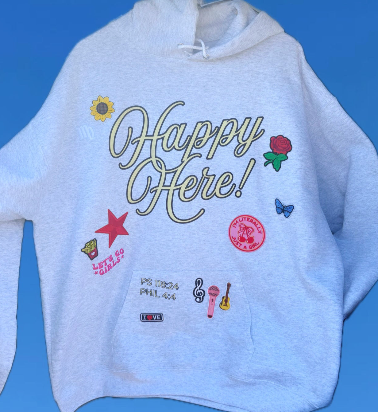 Custom Patch HAPPY HERE! Hoodie