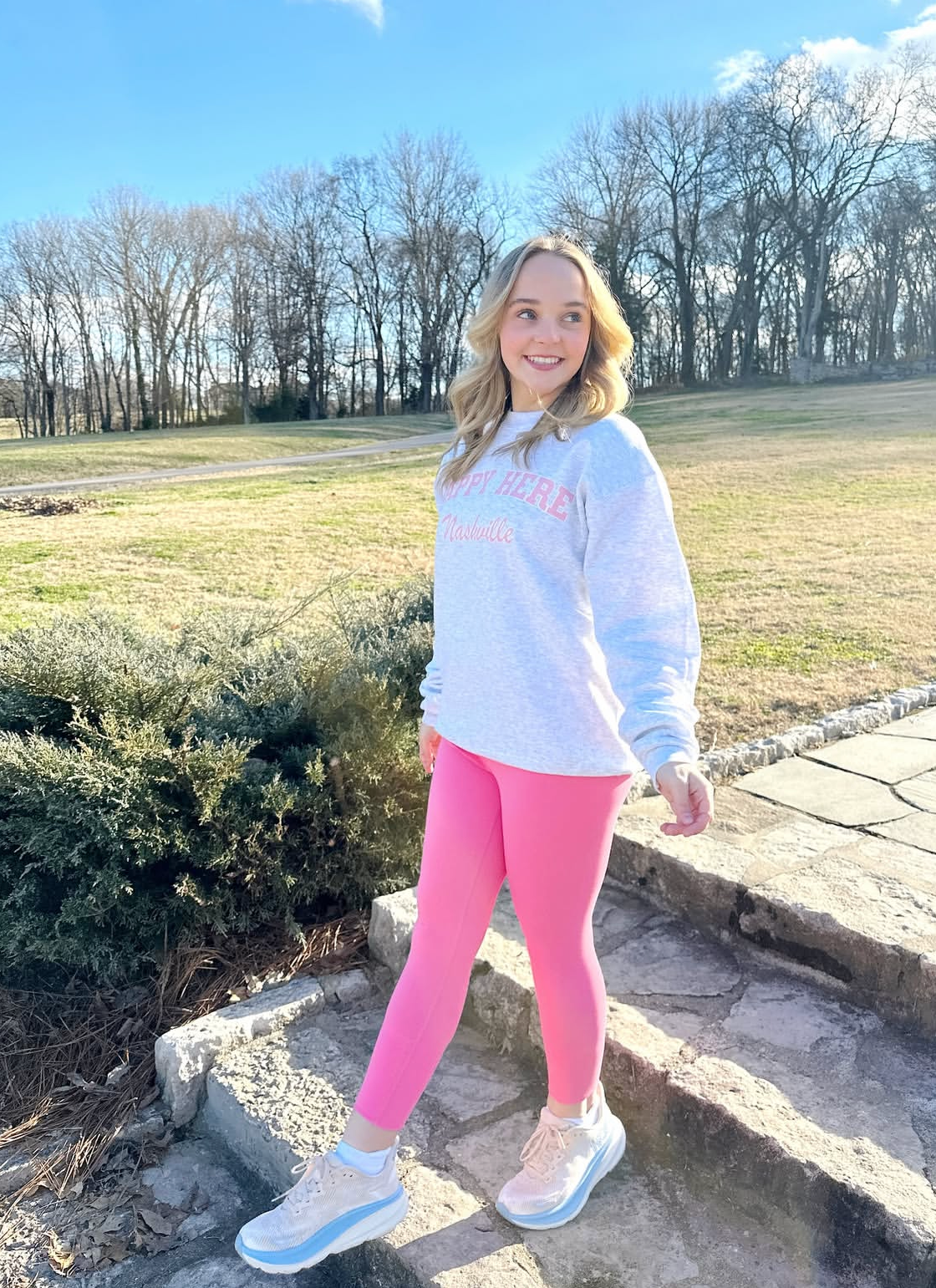 HAPPY HERE Nashville (BarbieCore Pink) Crew Sweatshirt (50% OFF) DISCOUNT Code HAPPYNY