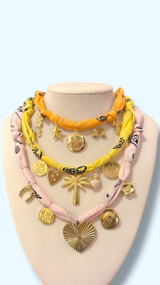 Pre-made Hand Dyed Bandana Necklaces 🧡💛🩷