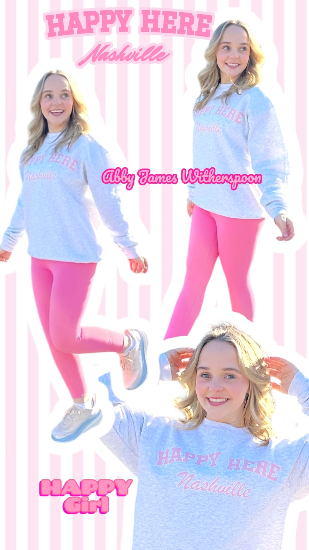 HAPPY HERE Nashville (BarbieCore Pink) Crew Sweatshirt (50% OFF) DISCOUNT Code HAPPYNY