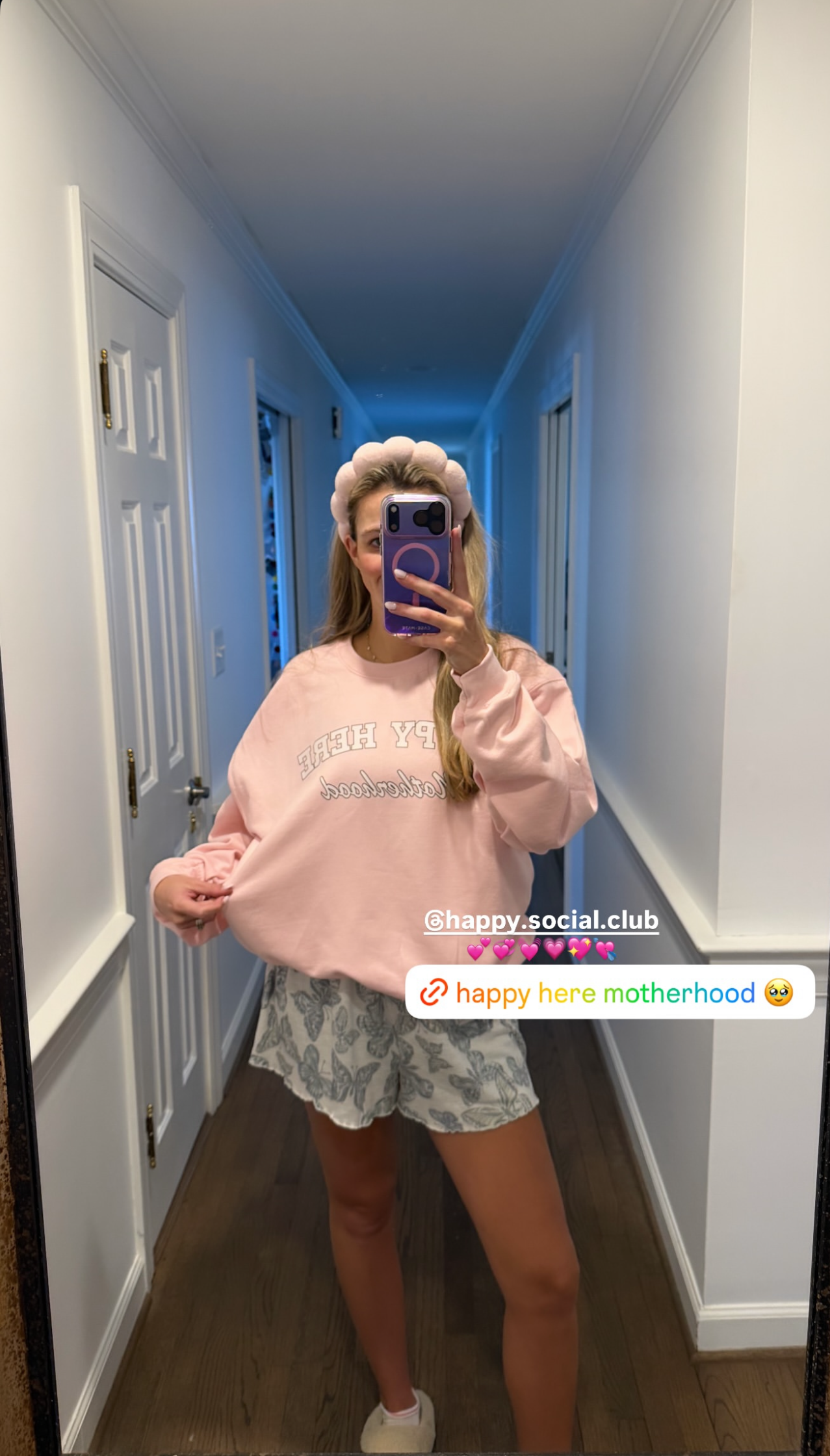 HAPPY HERE MOTHERHOOD Sweatshirt (add custom heart patches on sleeve) 50% OFF at Checkout with Discount Code HAPPYNY