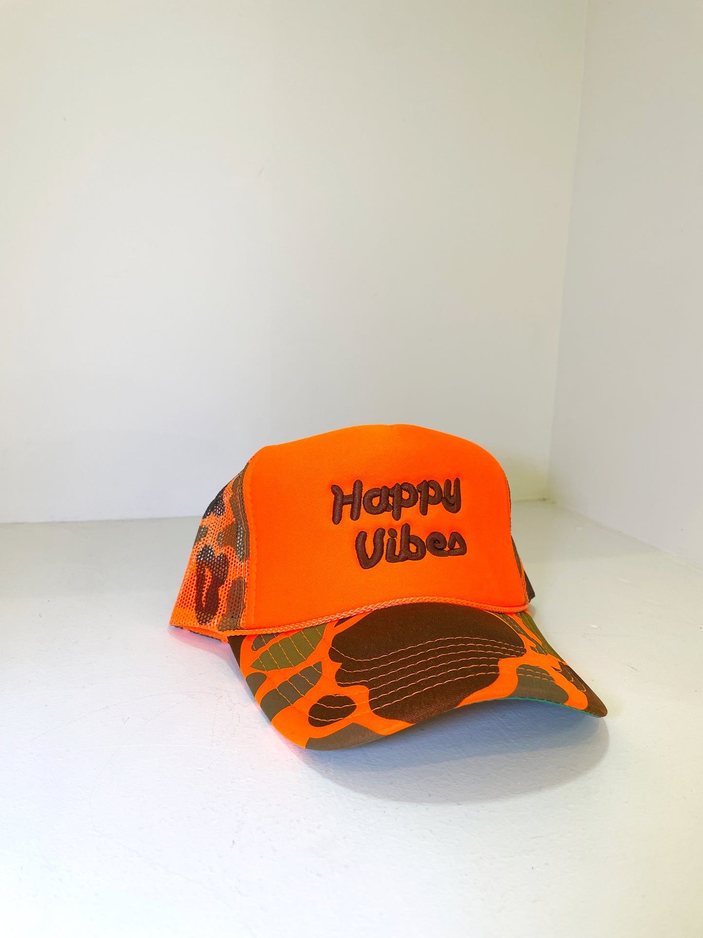 HAPPY VIBES Trucker Hat (SEE- Multiple Color Variations- look through Photos and choose your color)