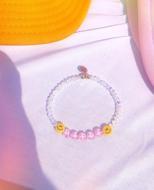 HAPPY Pink Letter Bracelet