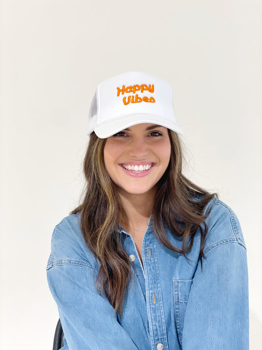 HAPPY VIBES TENNESSEE Style Trucker Hat!!!🧡🧡🧡