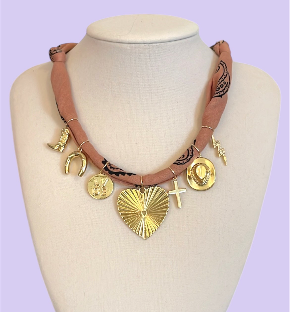 Bandana Charm Necklace (hand dyed) – The Happy Social Club