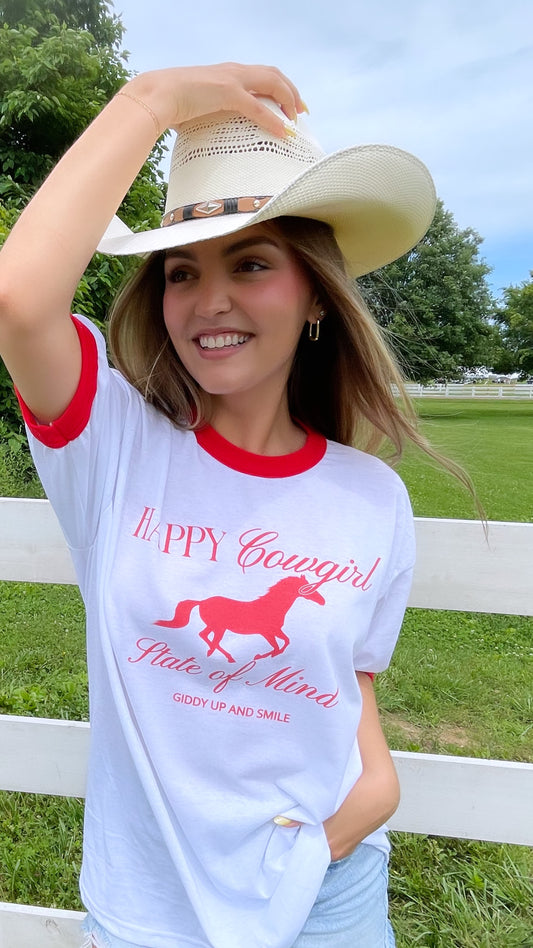 HAPPY COWGIRL Ringer T-Shirt