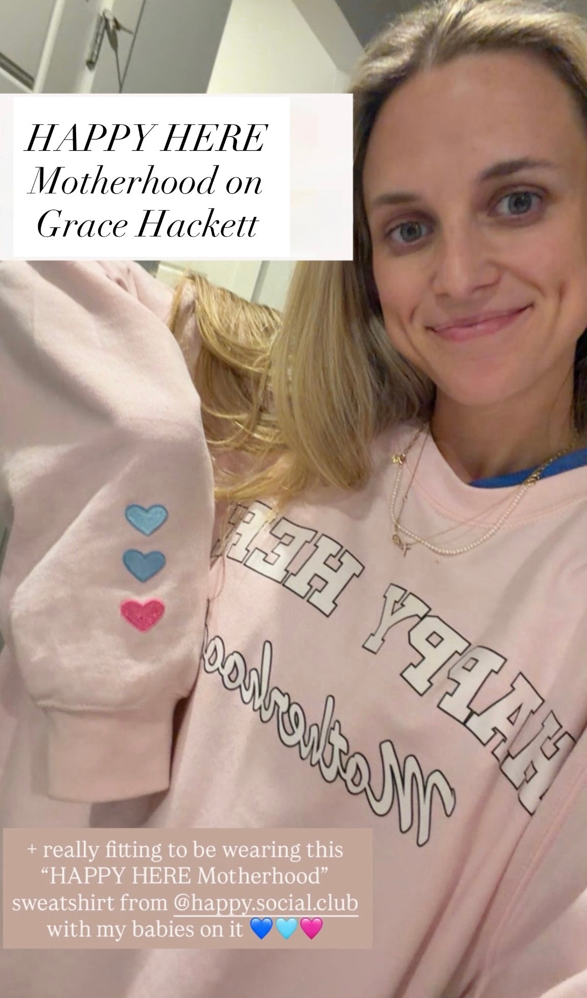 HAPPY HERE MOTHERHOOD Sweatshirt (add custom heart patches on sleeve) discount code SPRING20 for 20% OFF 🎉