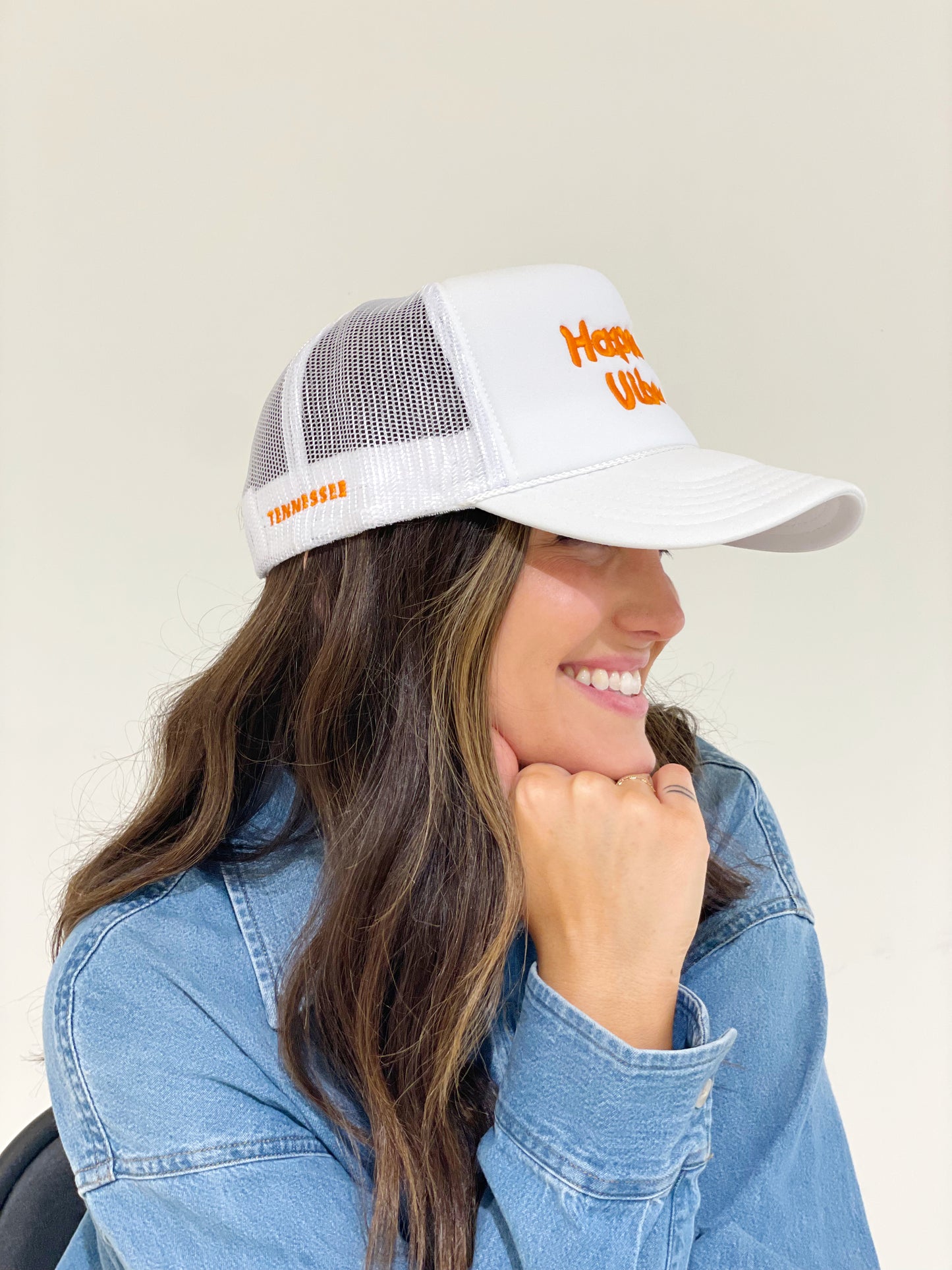 50% OFF SALE TAKEN OFF AT CHECKOUT! 
HAPPY VIBES TENNESSEE Style Trucker Hat!!!🧡🧡🧡