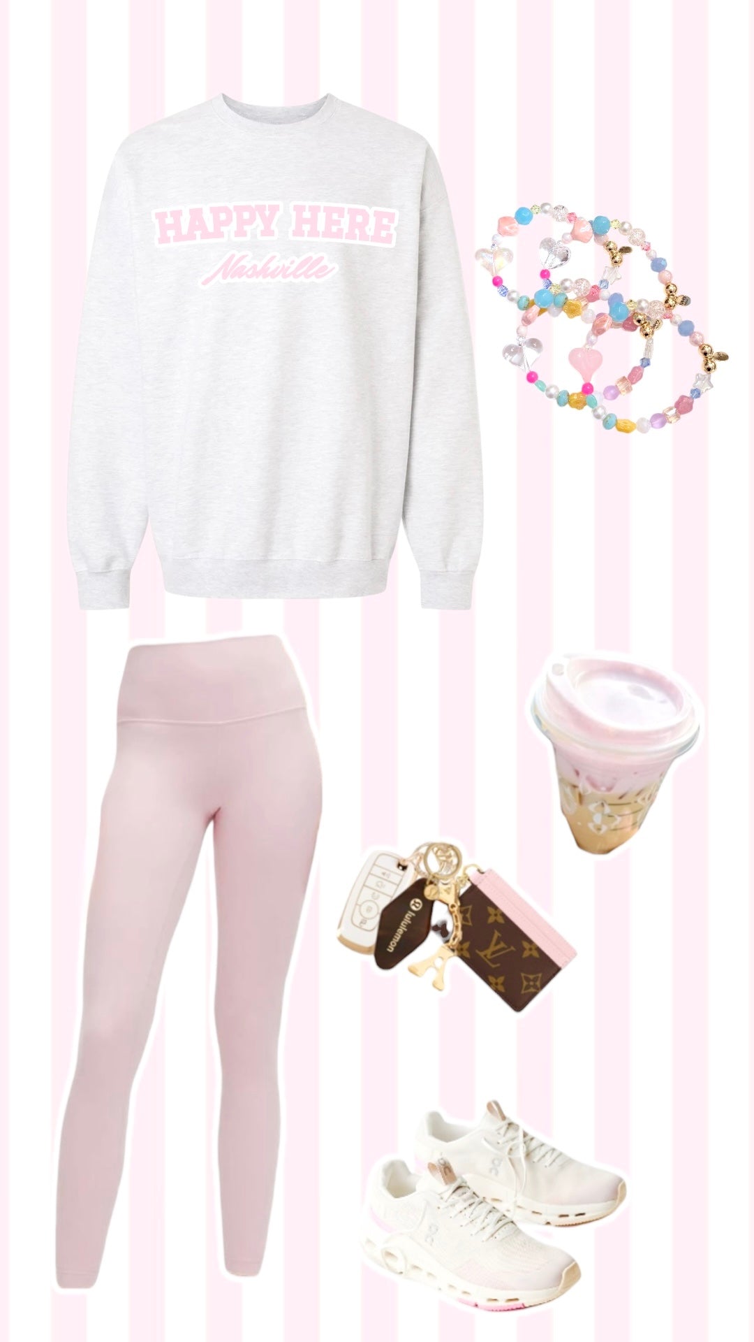 HAPPY HERE Nashville (BarbieCore Pink) Crew Sweatshirt (50% OFF) DISCOUNT Code HAPPYNY