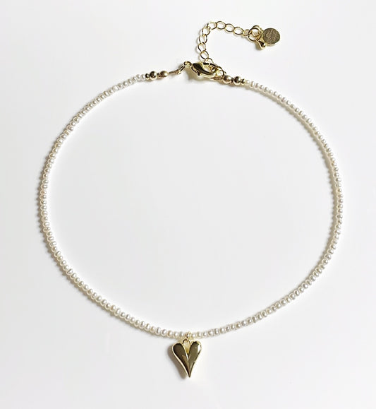 Heart Charm Fresh Water Pearl Necklace