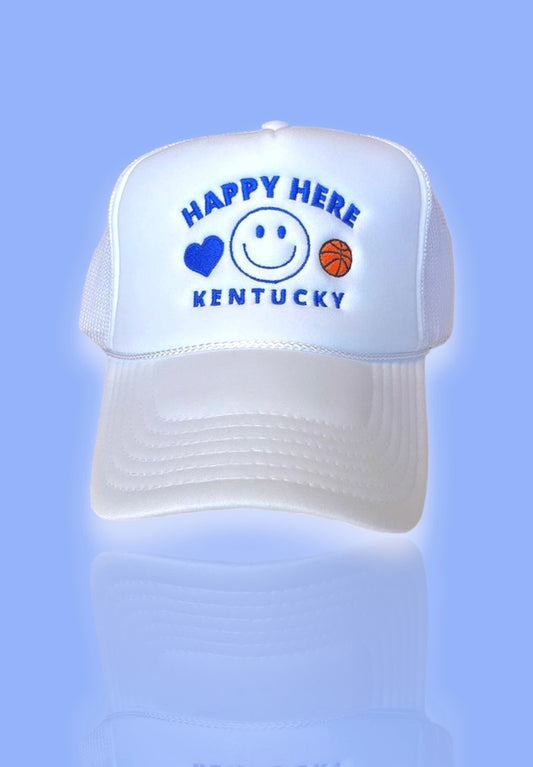 50% OFF SALE TAKEN OFF AT CHECKOUT! 
HAPPY HERE KENTUCKY Basketball Trucker Hat