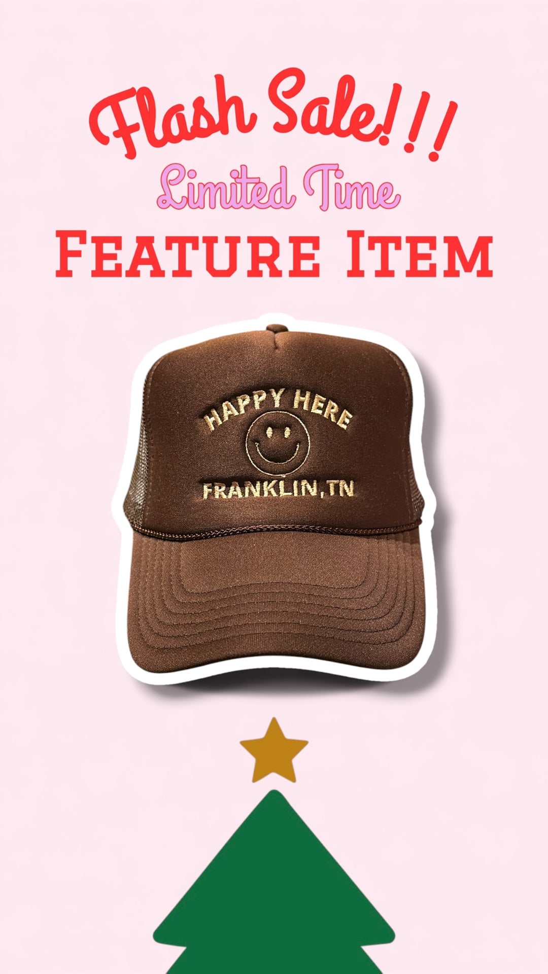 HAPPY HERE FRANKLIN TN Trucker Hat (50% OFF) DISCOUNT Code HAPPYNY