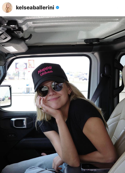 HAPPY VIBES Trucker Hat (SEE- Multiple Color Variations- look through Photos and choose your color)