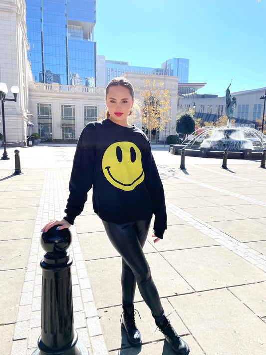 Smiley Face Crew Sweatshirt——ships out in 4 weeks