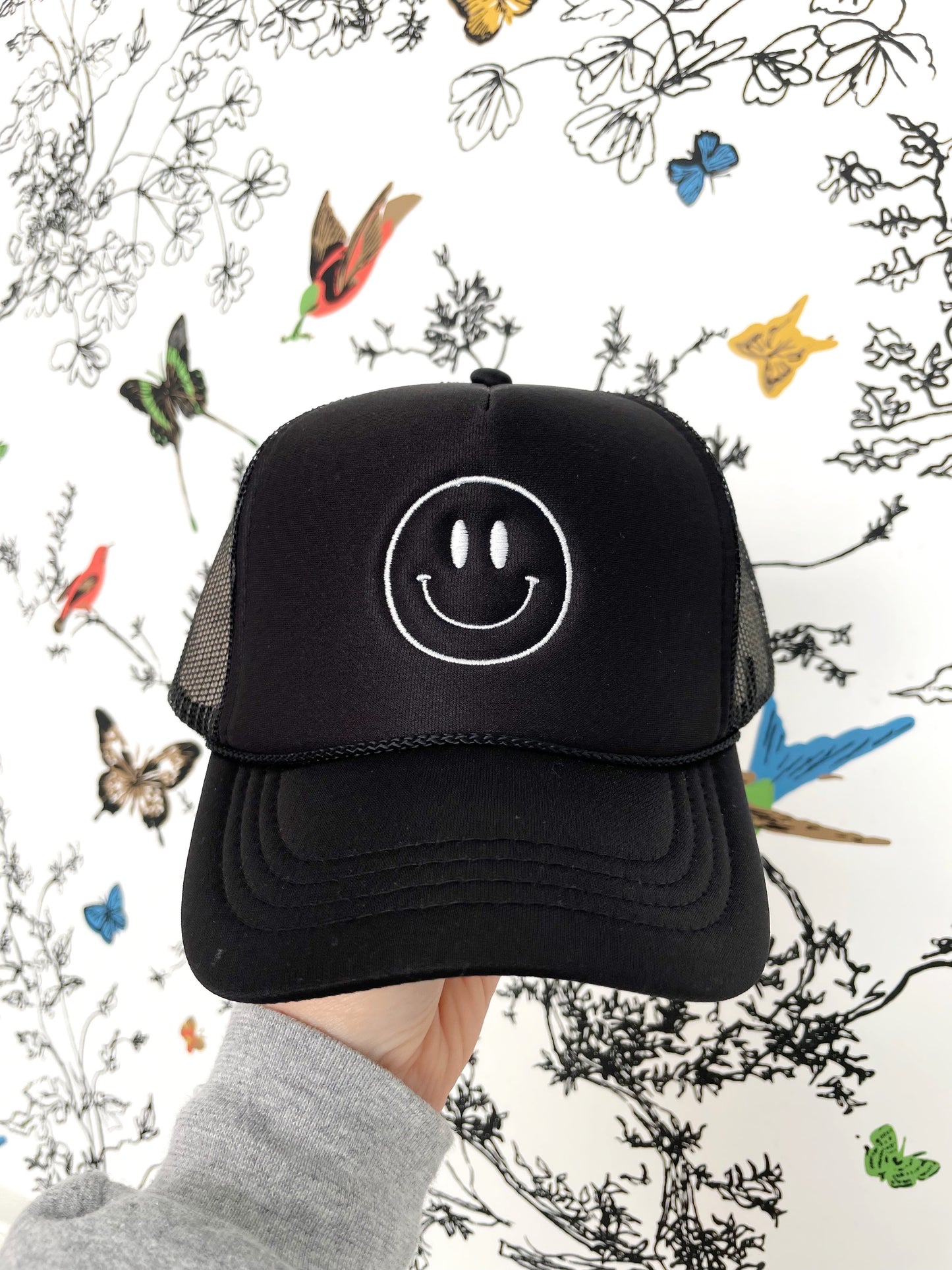 Smiley Face HAPPY Trucker Hat (Multiple Color Variations)